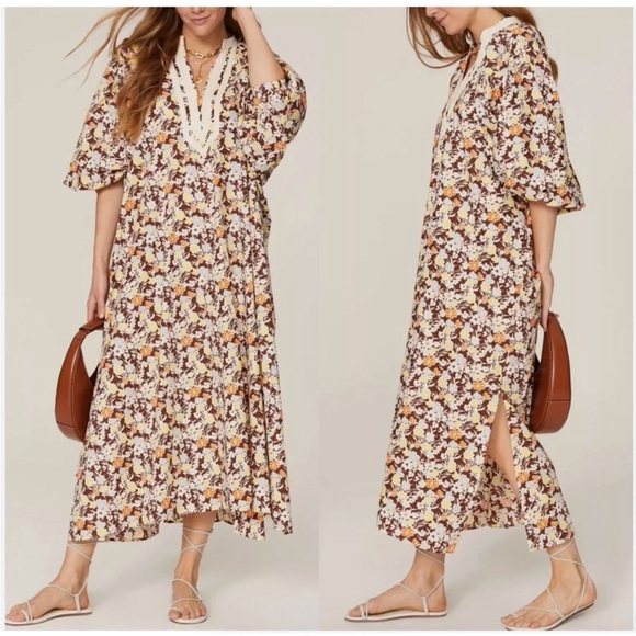 Tory Burch Printed Balloon Sleeve Tunic Caftan Dress - Picture 5 of 10